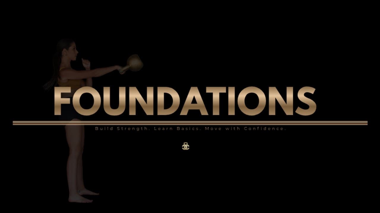Foundations: build strength, learn basics, move with confidence. Colleen Conlon holding a kettlebell.